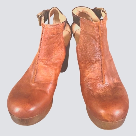 Free People Stylish Brown Leather  Clogs Amber Ankle Boots Made in Spain  Sz 37 - Picture 1 of 9